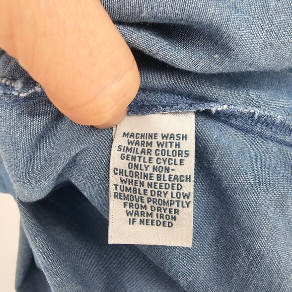 Go Softly Chambray Ladybug Embroidered Patio Dress 2X Snap Front Boho Relaxed - Picture 11 of 11